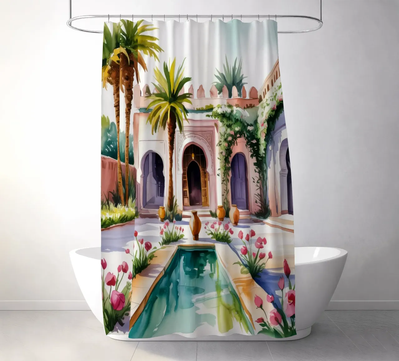 Palatial Courtyard Splendor shower curtain by Murni Strokes