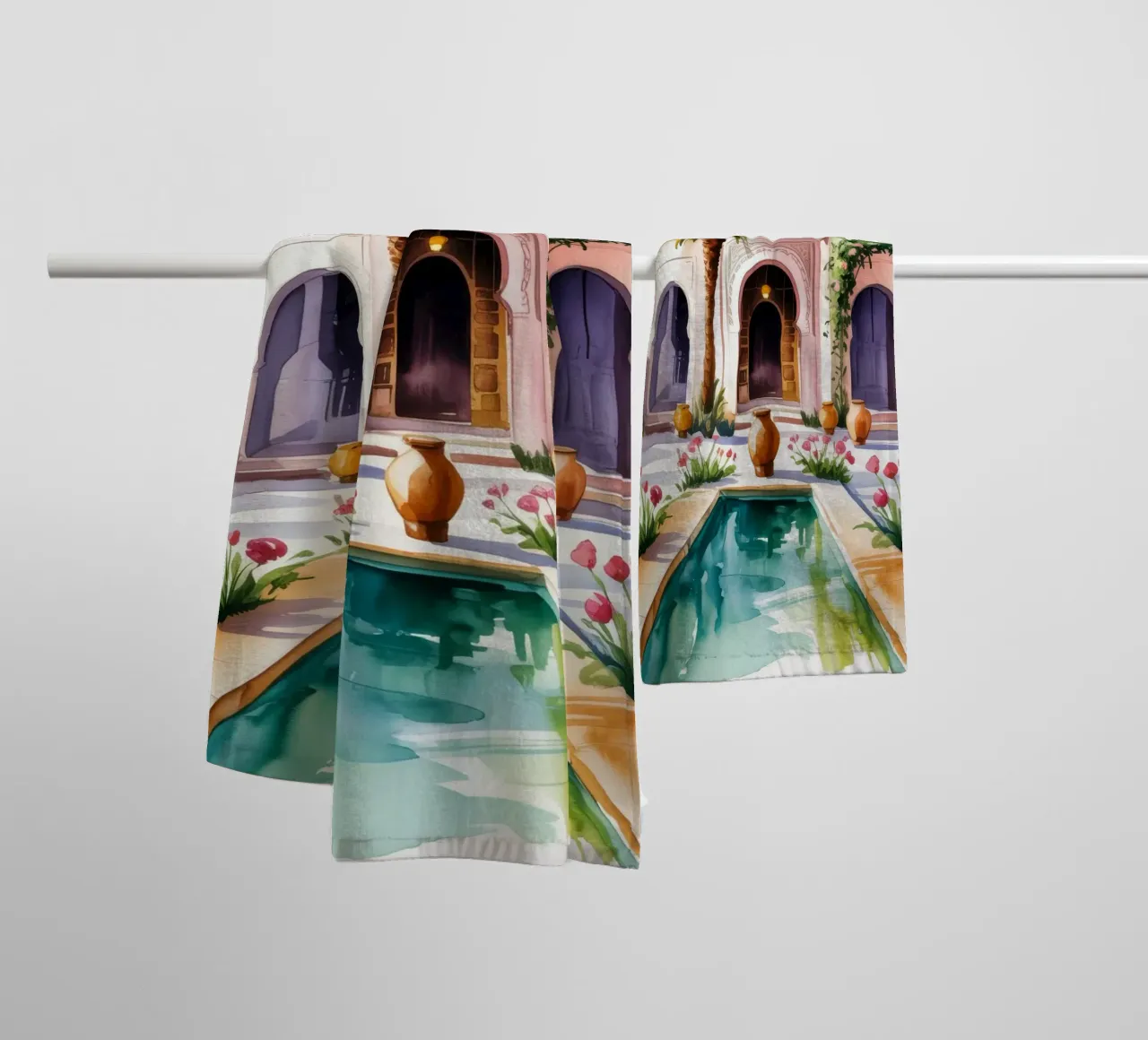 Palatial Courtyard Splendor towel by Murni Strokes