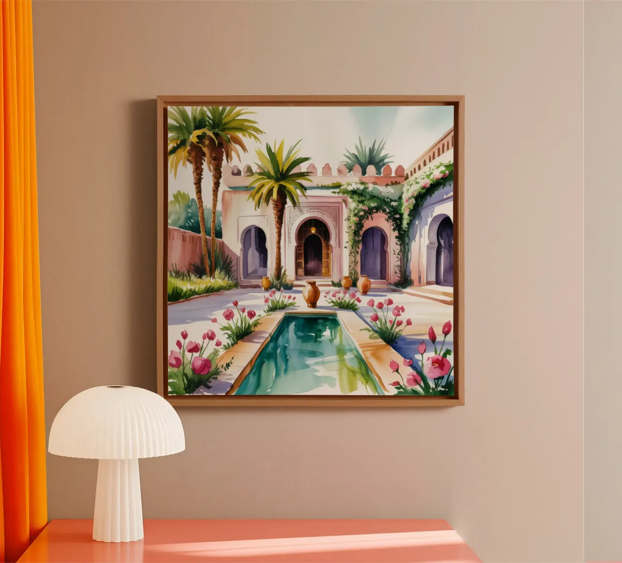 Schitterende binnenplaats canvas met Baklijst van Murni Strokes
