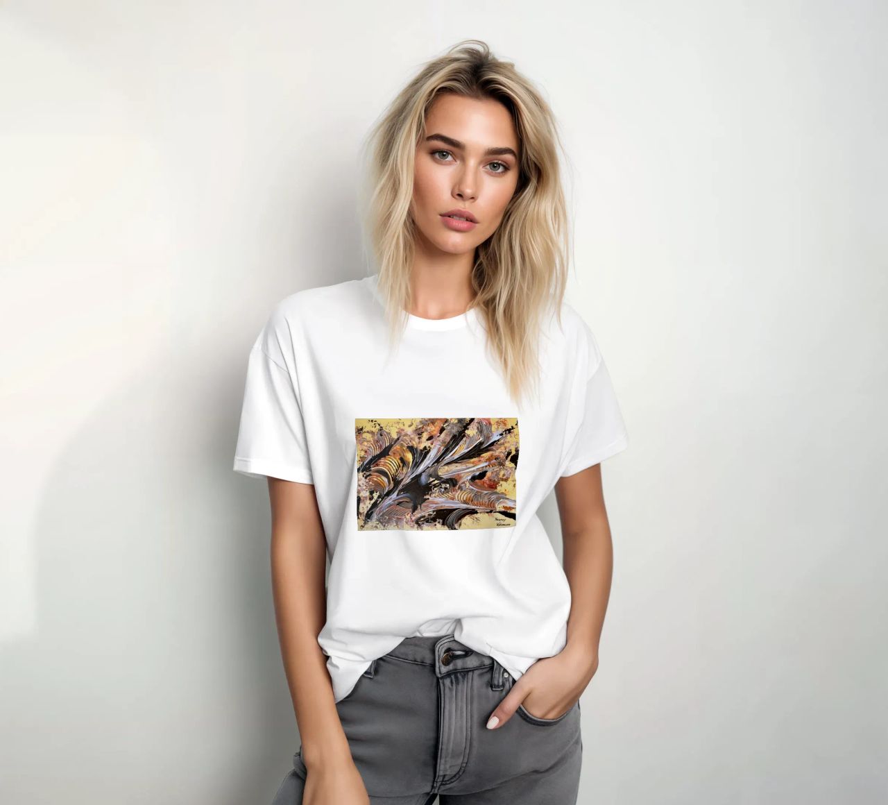 MESSAGE FROM THE HEART 21. t-shirt da Thierry Vobmann Abstract painting