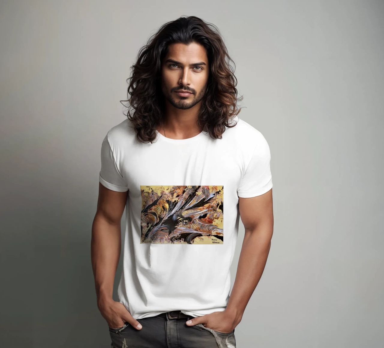 MESSAGE FROM THE HEART 21. t-shirt da Thierry Vobmann Abstract painting