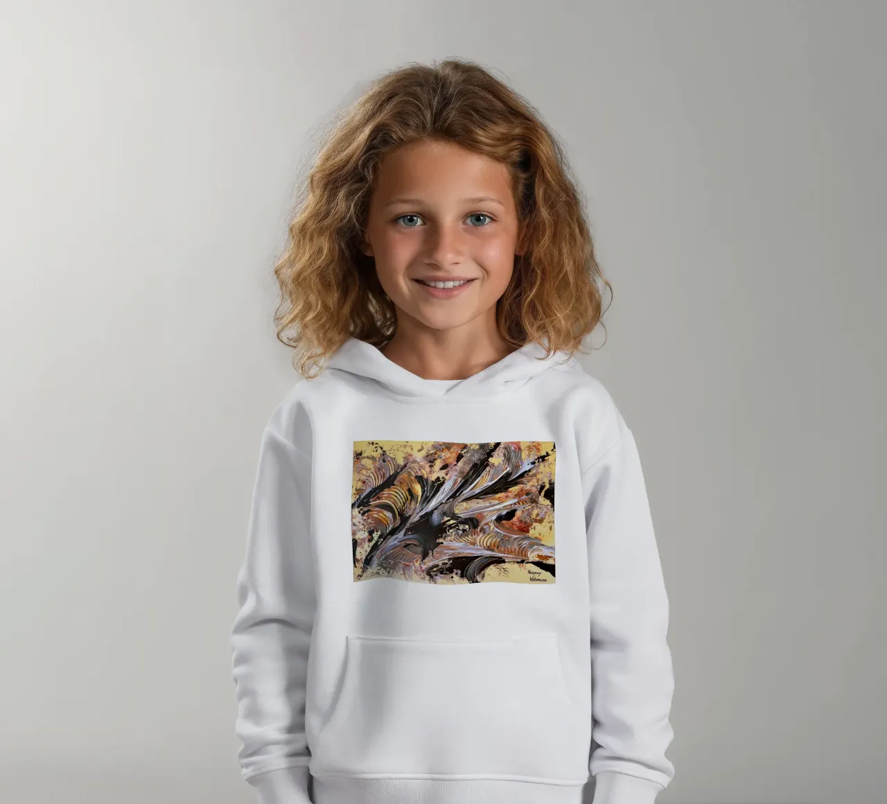 MESSAGE FROM THE HEART 21. felpa bambino con cappuccio da Thierry Vobmann Abstract painting