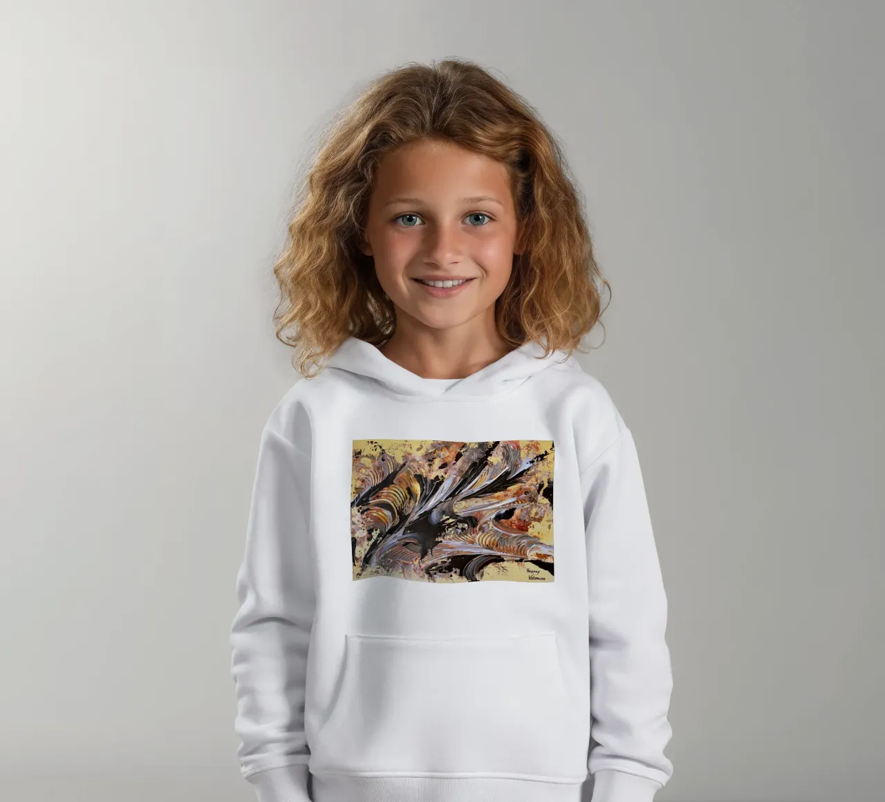 MESSAGE FROM THE HEART 21. sudadera con capucha para niño de Thierry Vobmann Abstract painting