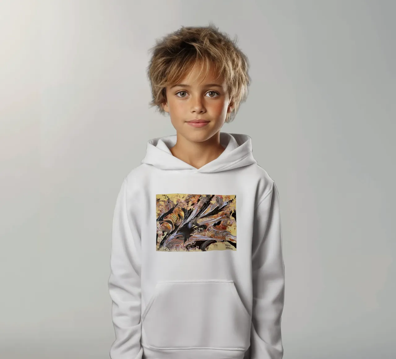 MESSAGE FROM THE HEART 21. felpa bambino con cappuccio da Thierry Vobmann Abstract painting