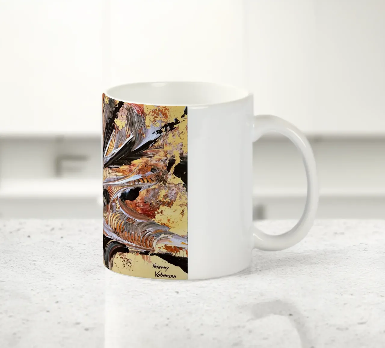MESSAGE FROM THE HEART 21. Keramik Tasse von Thierry Vobmann Abstract painting