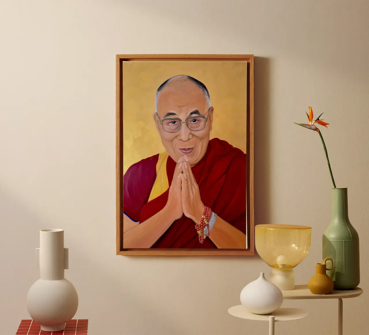 Il Dalai Lama compie 90 anni tela con Cornice a cassetta da Happy 😃 Art 🎨 by Christine Schnoell