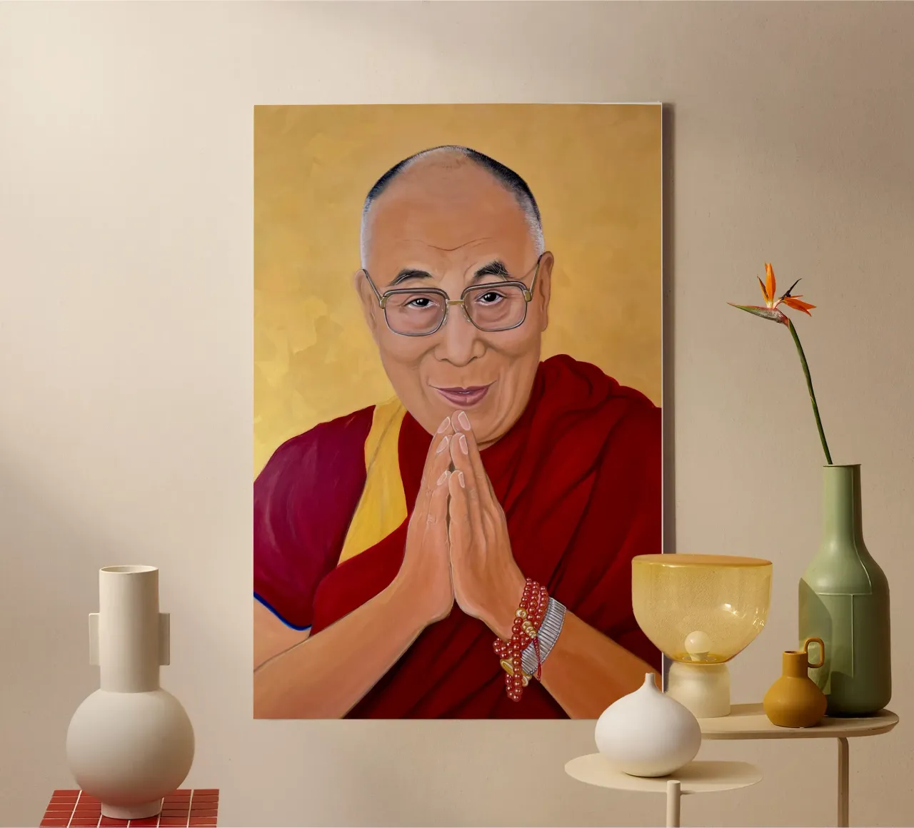 Il Dalai Lama compie 90 anni tela con Cornice a cassetta da Happy 😃 Art 🎨 by Christine Schnoell