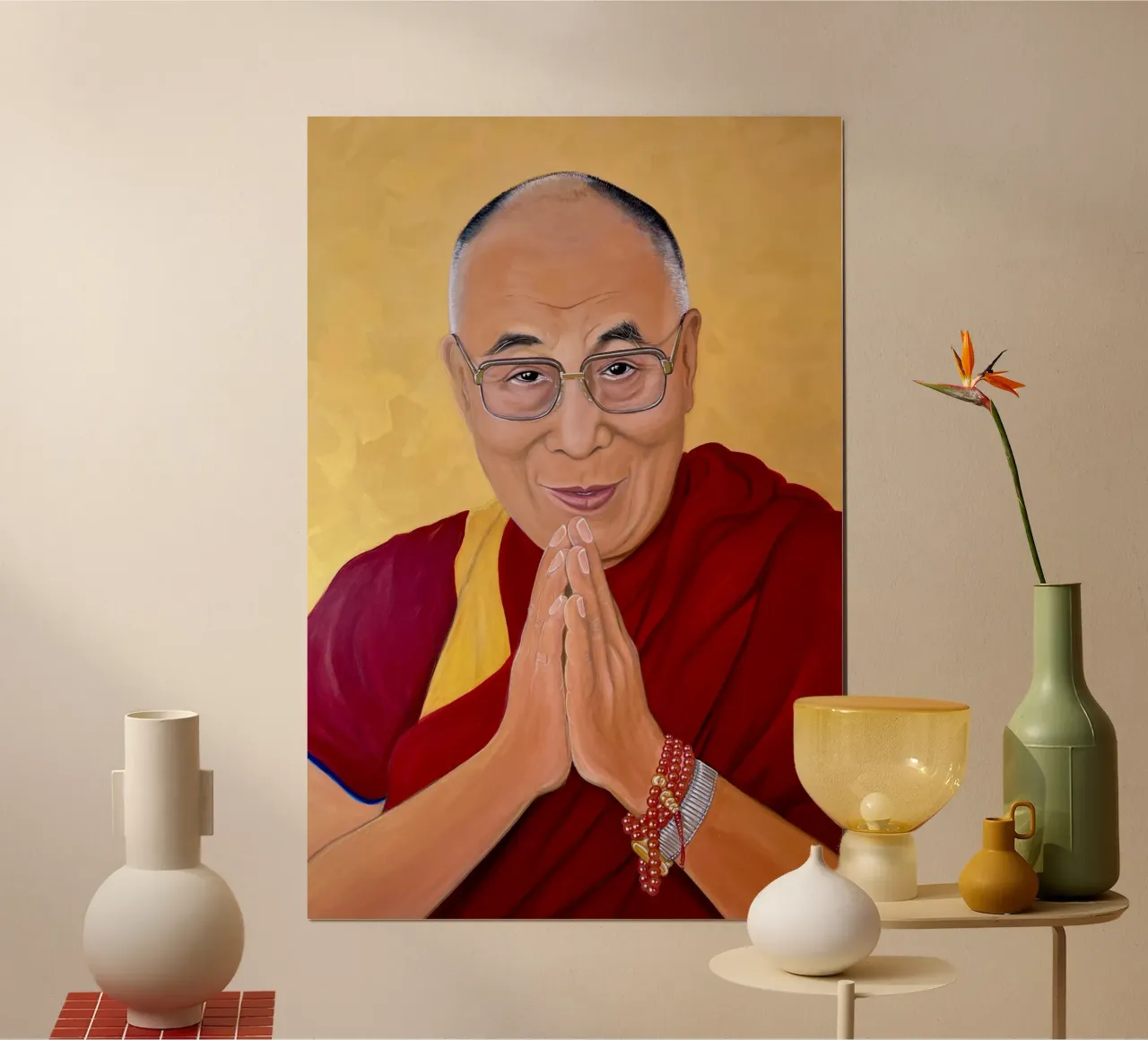 Il Dalai Lama compie 90 anni poster con telaio in legno da Happy 😃 Art 🎨 by Christine Schnoell