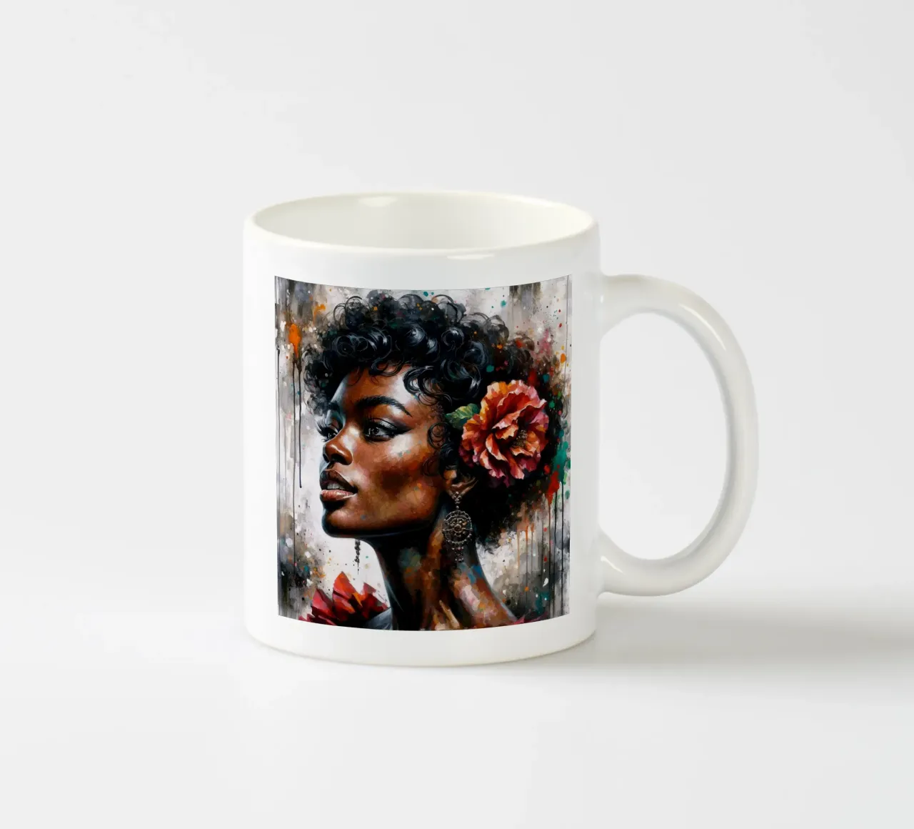 Watercolor Afro American Flamenco Dancer ceramic mug by Chromatic Fusion Studio