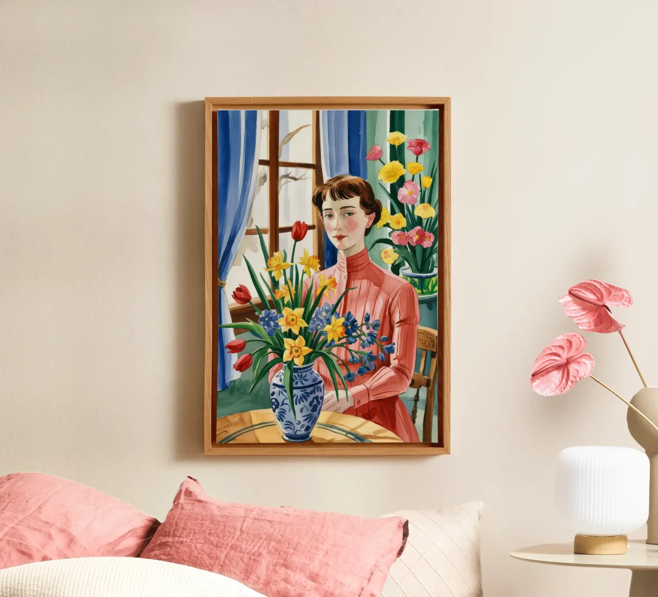 Bloemrijke elegantie canvas met Baklijst van Murni Strokes