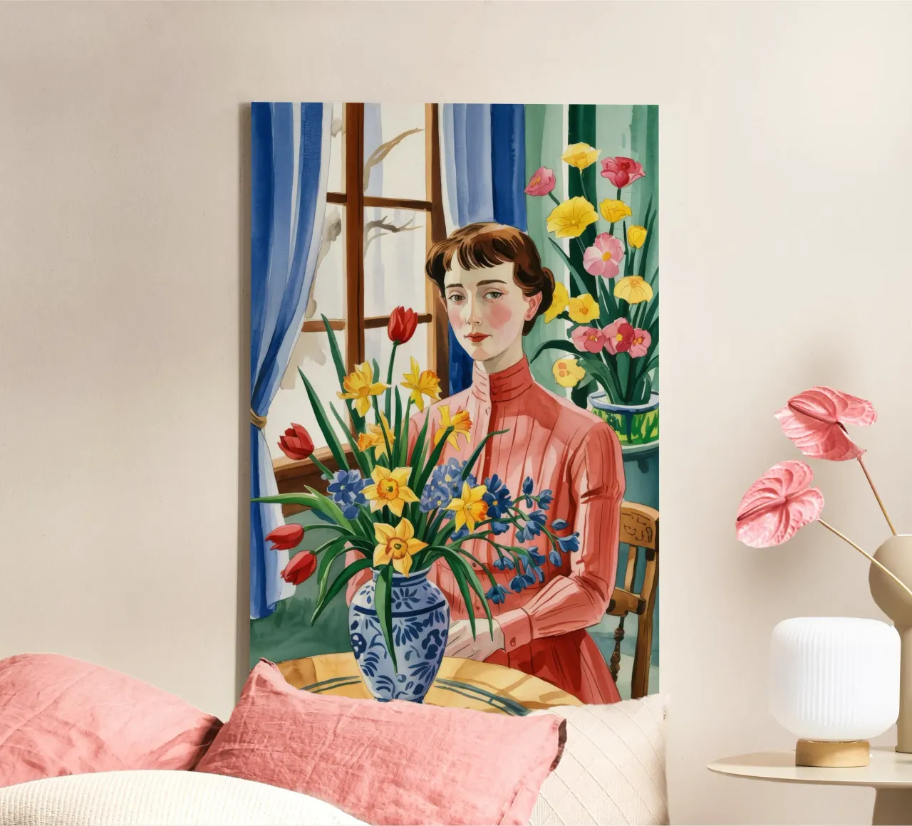 Bloemrijke elegantie canvas met Baklijst van Murni Strokes