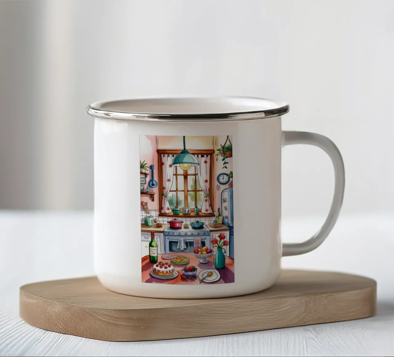 Accogliente delizia in cucina tazza in smalto da Murni Strokes