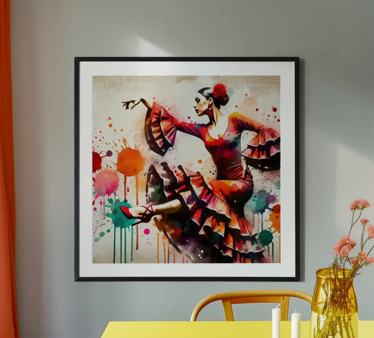 Watercolor Flamenco Dancer poster da Chromatic Fusion Studio