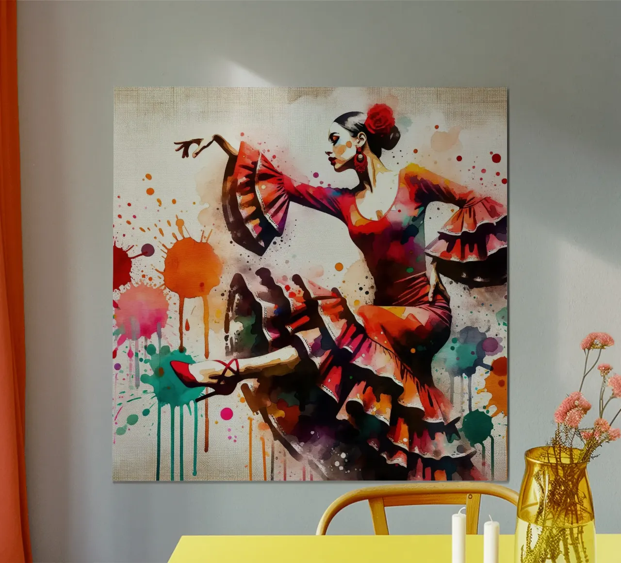 Watercolor Flamenco Dancer poster da Chromatic Fusion Studio