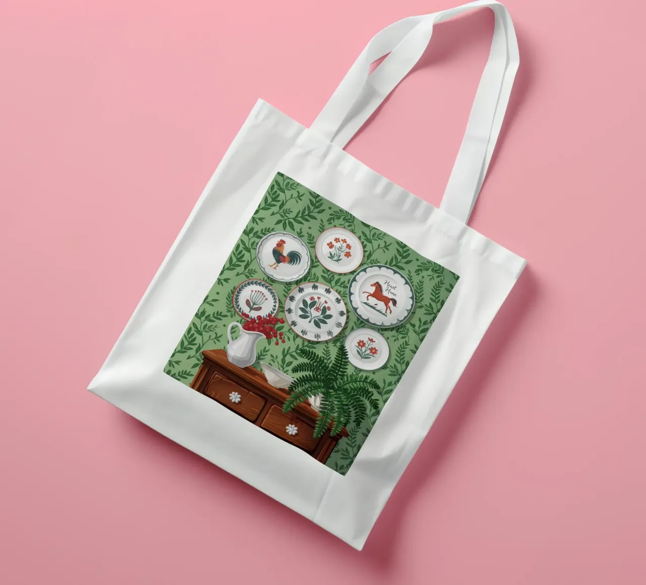 Collezione di piatti d'epoca borsa in juta da Murni Strokes
