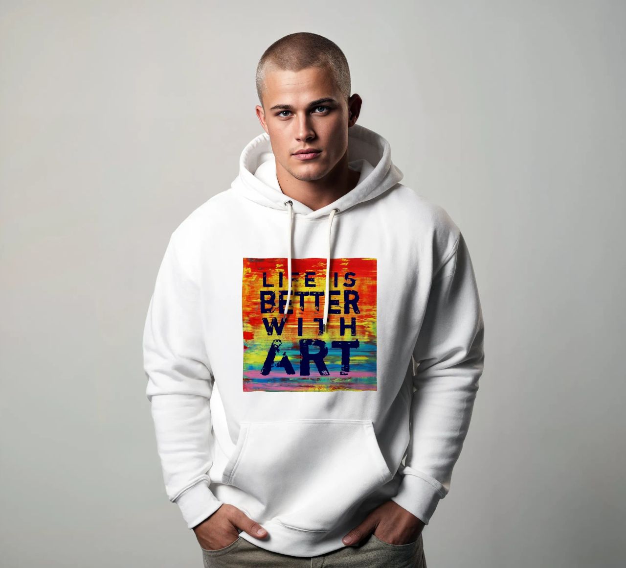 'Life is Better with Art' Farbenfrohe abstrakte Kunst felpa con cappuccio da Petra Lang