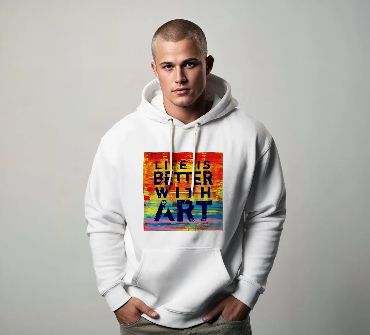 'Life is Better with Art' Farbenfrohe abstrakte Kunst felpa con cappuccio da Petra Lang