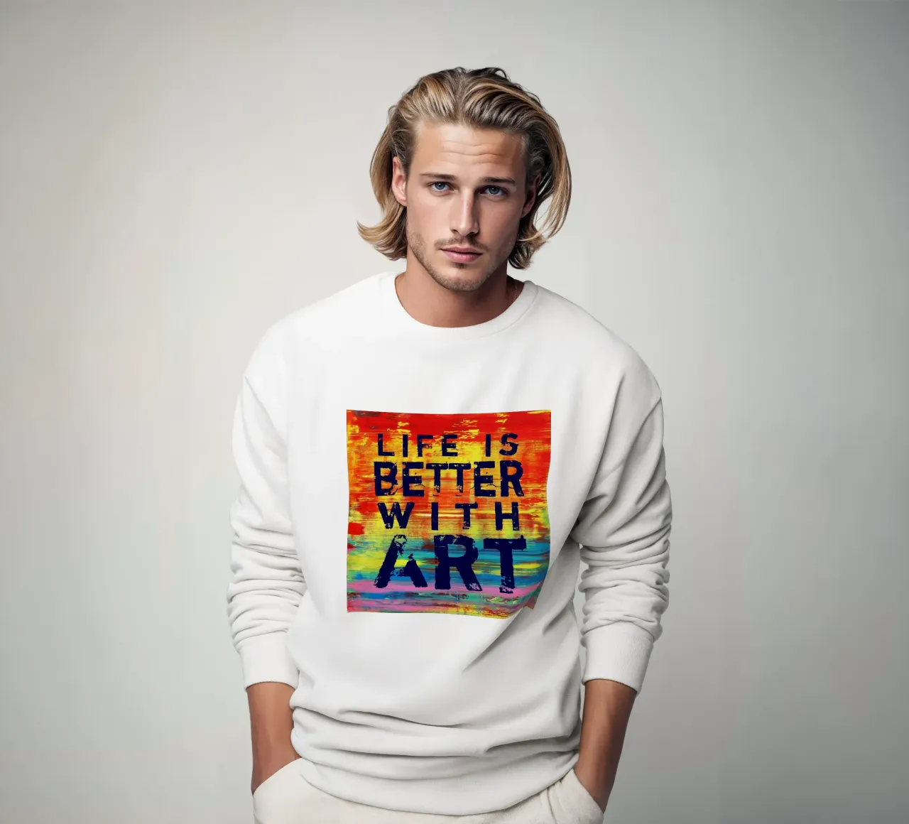 'Life is Better with Art' Farbenfrohe abstrakte Kunst felpa da Petra Lang