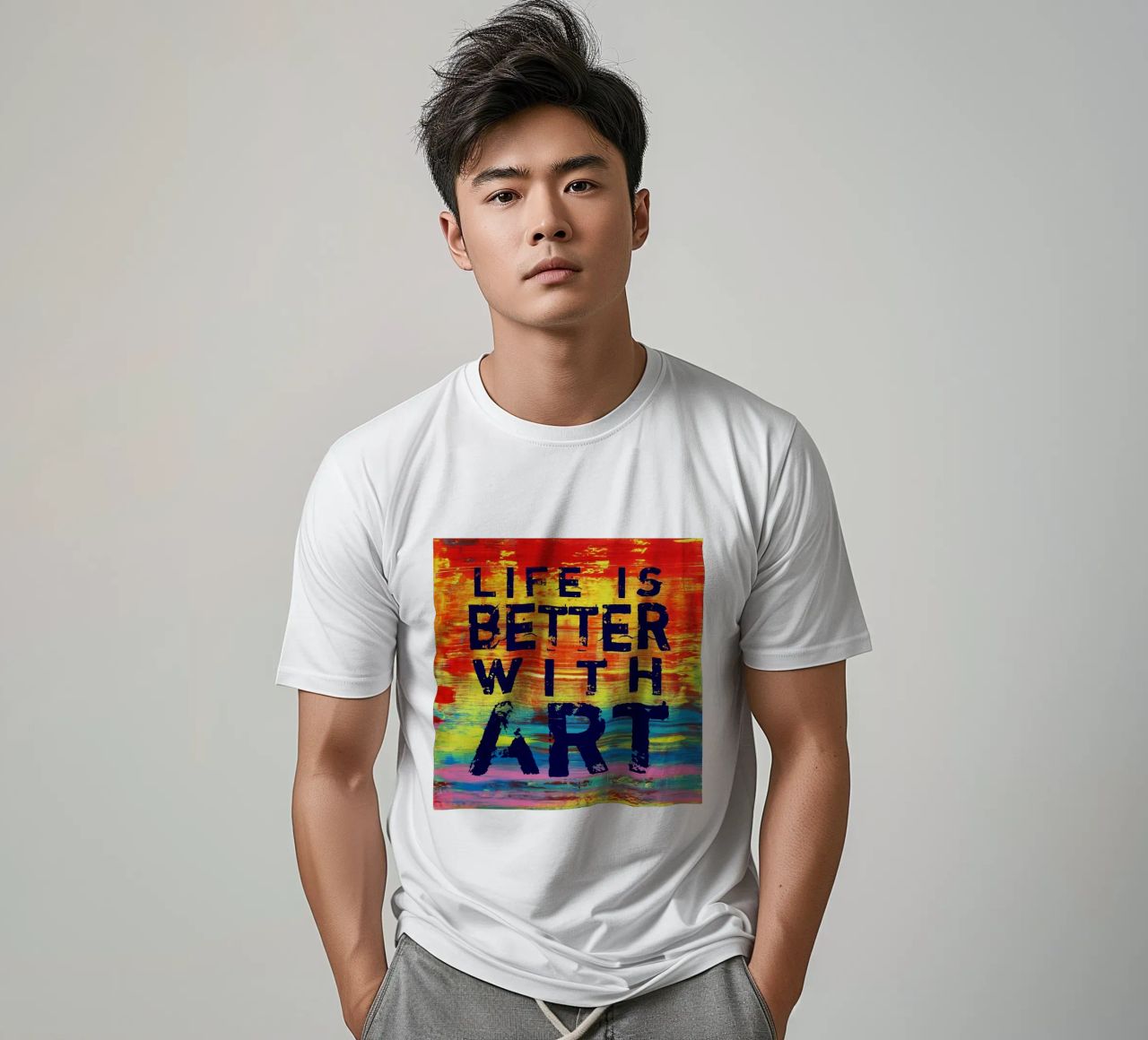 'Life is Better with Art' Farbenfrohe abstrakte Kunst t-shirt da Petra Lang