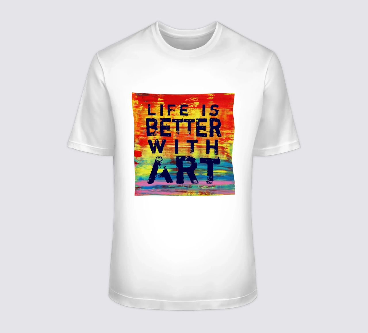 'Life is Better with Art' Farbenfrohe abstrakte Kunst t-shirt da Petra Lang