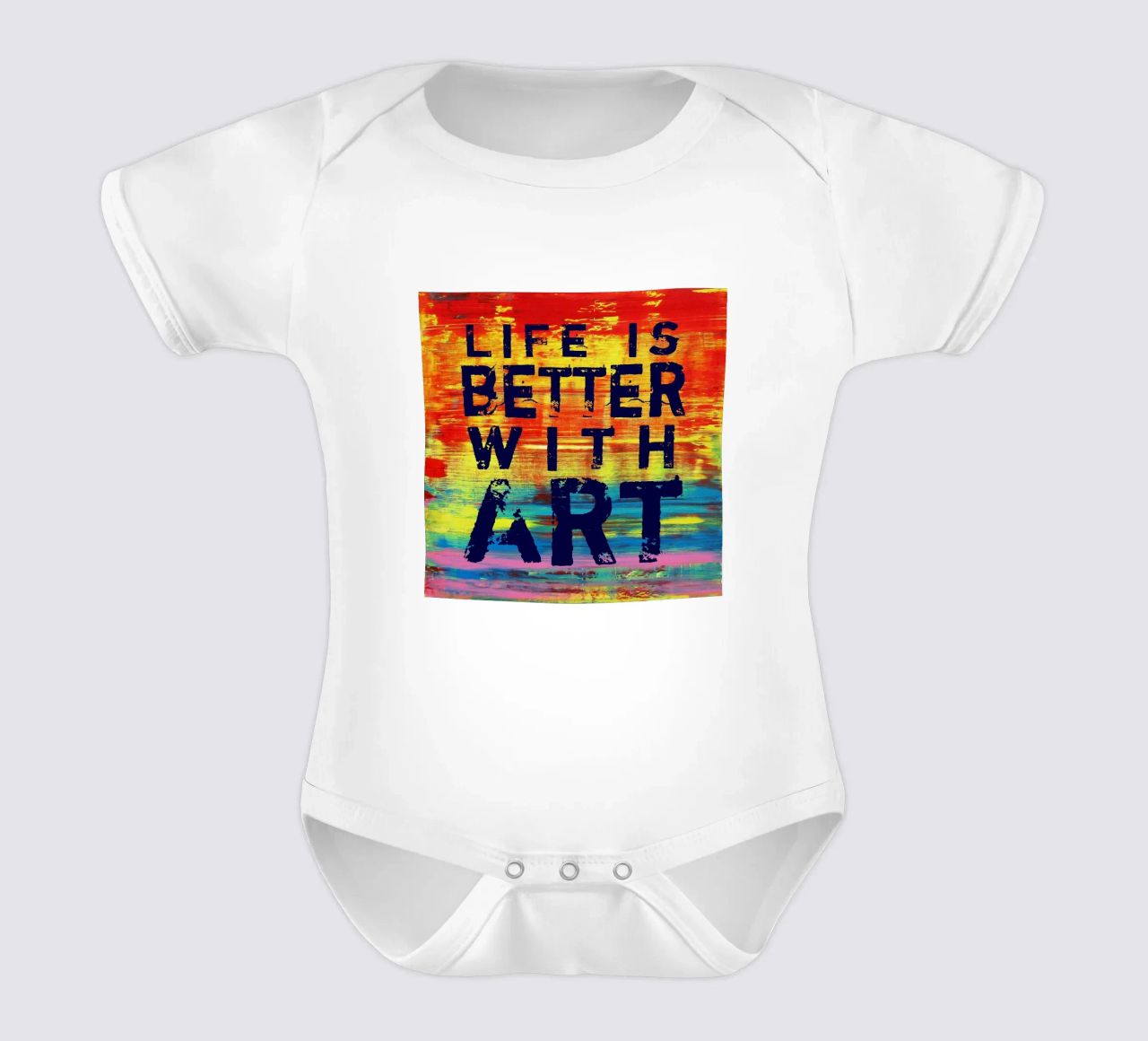 'Life is Better with Art' Farbenfrohe abstrakte Kunst body neonato maniche corte da Petra Lang