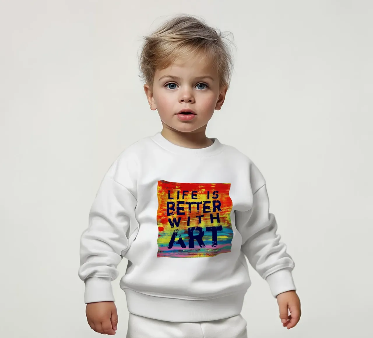 'Life is Better with Art' Farbenfrohe abstrakte Kunst felpa neonato da Petra Lang