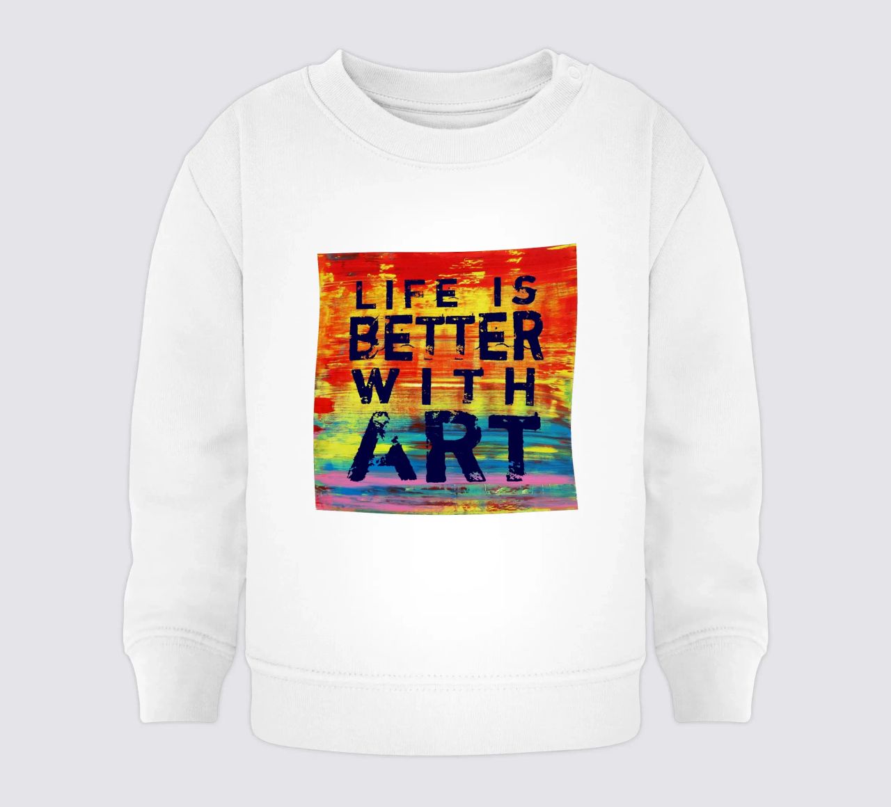 'Life is Better with Art' Farbenfrohe abstrakte Kunst felpa neonato da Petra Lang