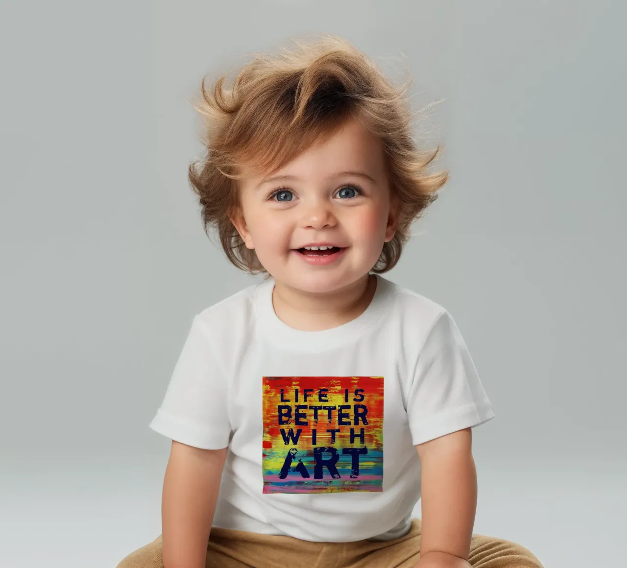 'Life is Better with Art' Farbenfrohe abstrakte Kunst maglietta neonato da Petra Lang