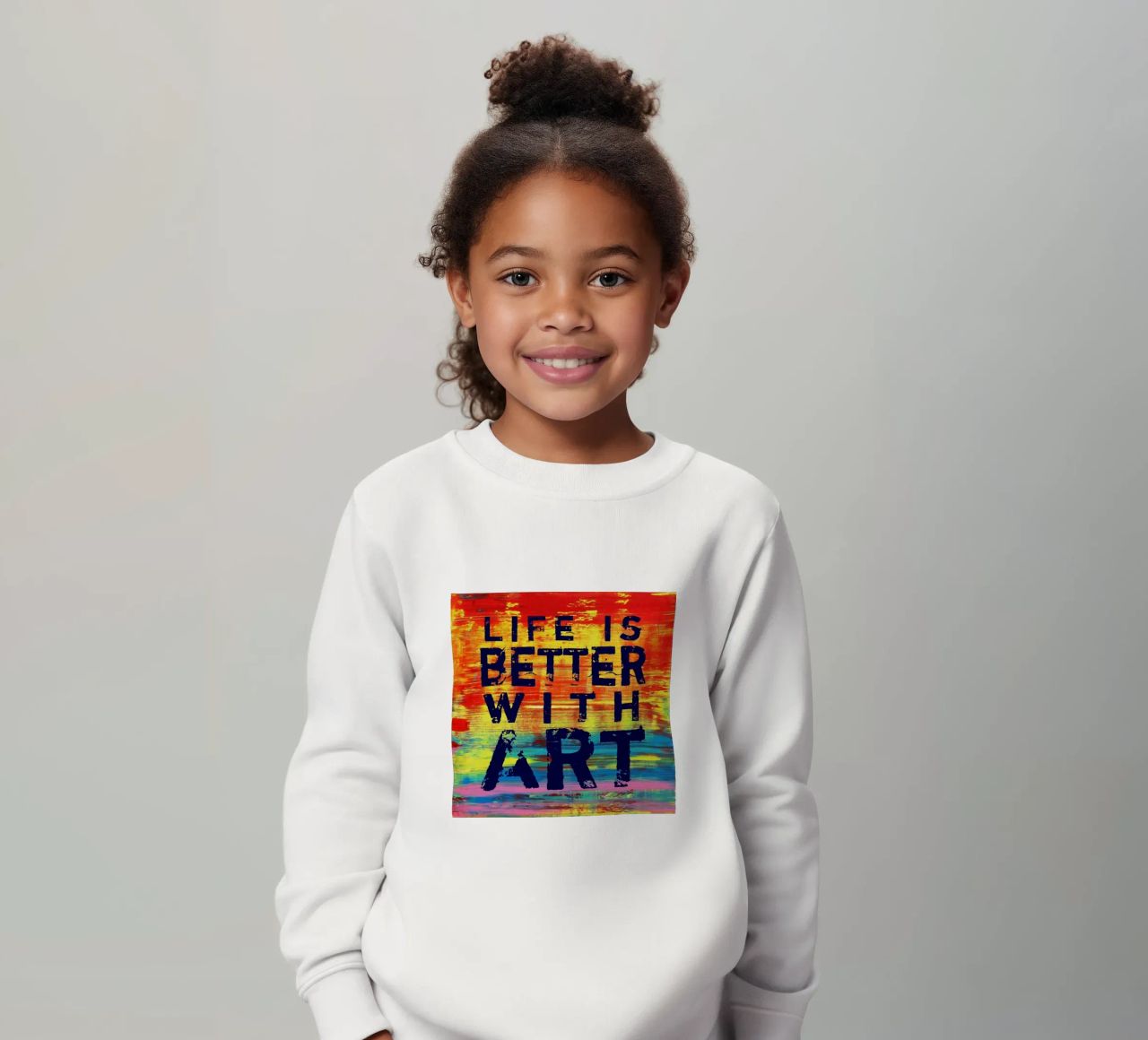'Life is Better with Art' Farbenfrohe abstrakte Kunst felpa bambino da Petra Lang
