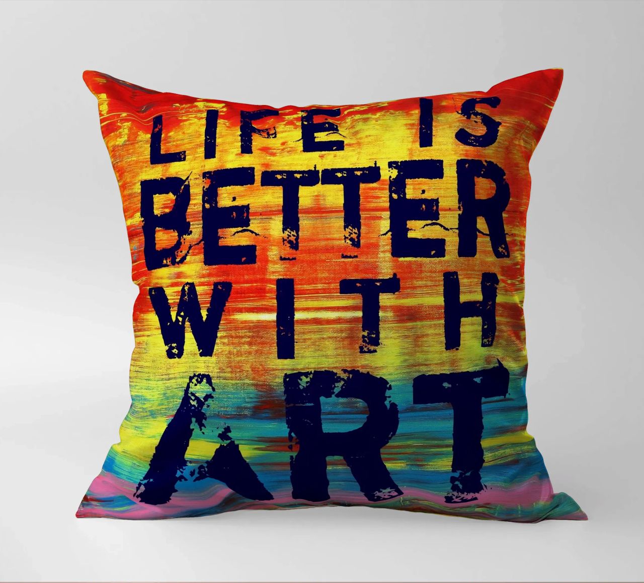 'Life is Better with Art' Farbenfrohe abstrakte Kunst cuscino da Petra Lang