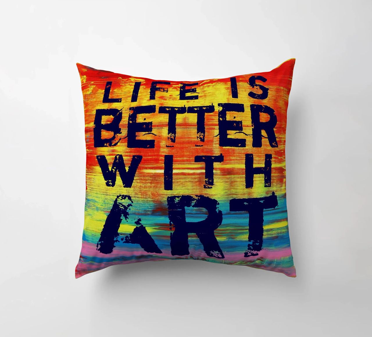 'Life is Better with Art' Farbenfrohe abstrakte Kunst cuscino da Petra Lang