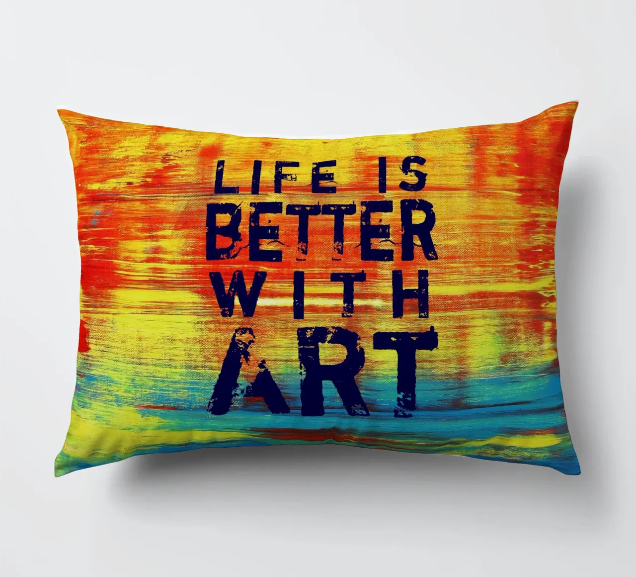 'Life is Better with Art' Farbenfrohe abstrakte Kunst cojín de Petra Lang