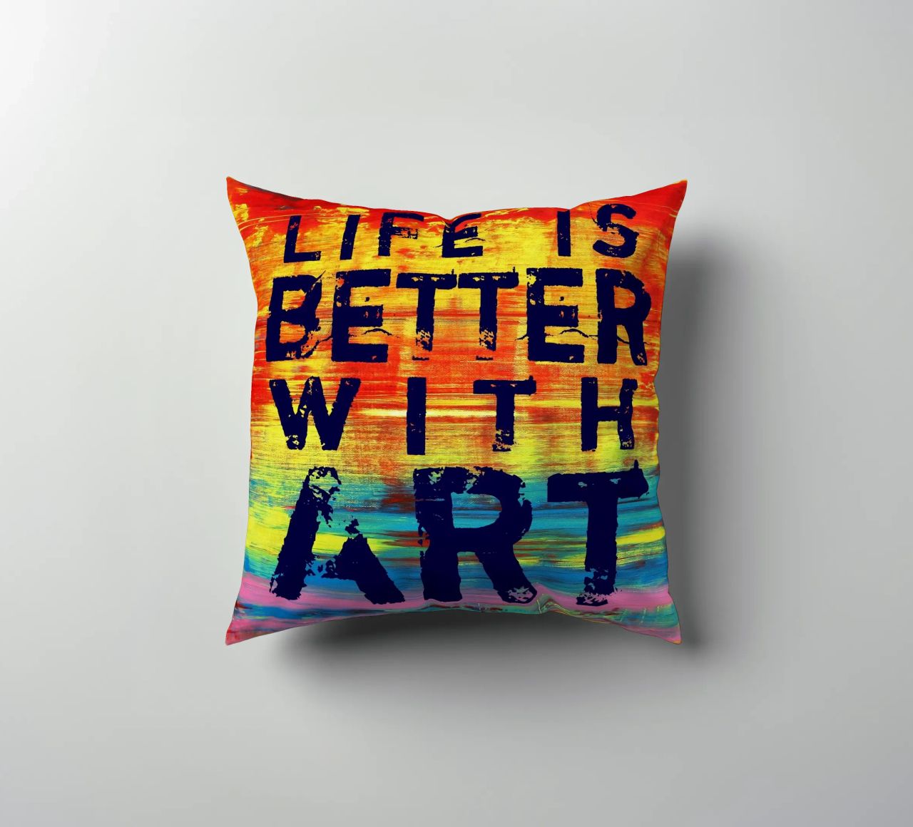 'Life is Better with Art' Farbenfrohe abstrakte Kunst cuscino da Petra Lang