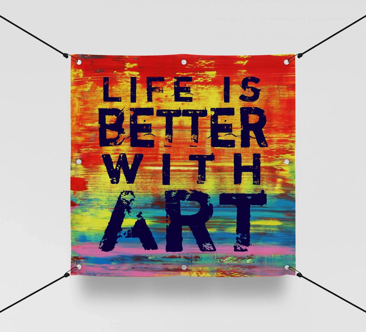 'Life is Better with Art' Farbenfrohe abstrakte Kunst telo in pvc da Petra Lang