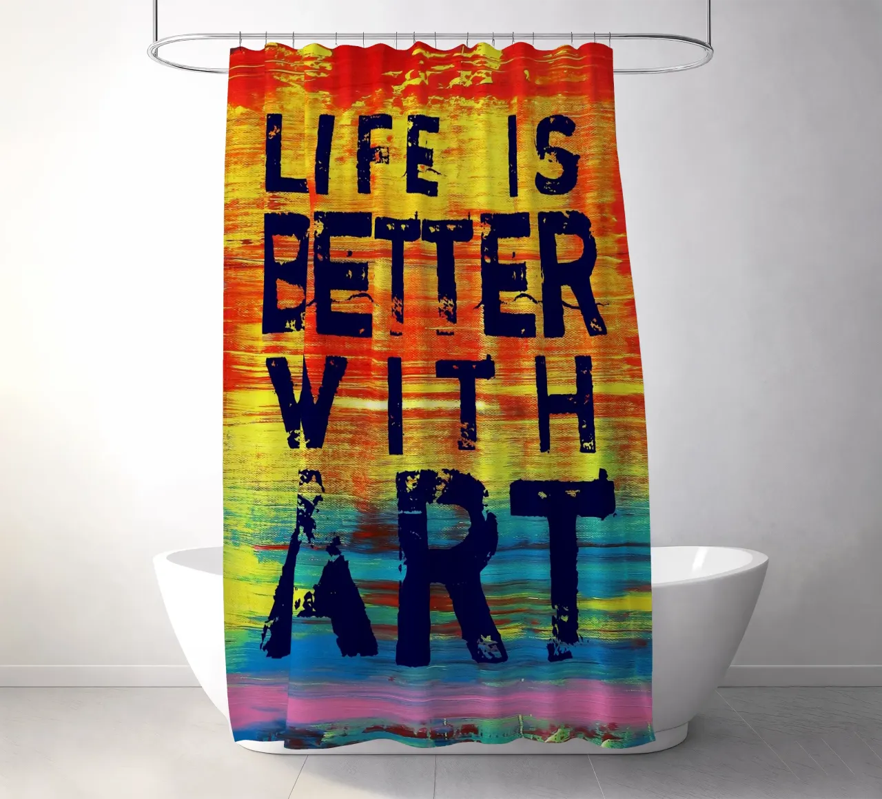 'Life is Better with Art' Farbenfrohe abstrakte Kunst tenda da doccia da Petra Lang