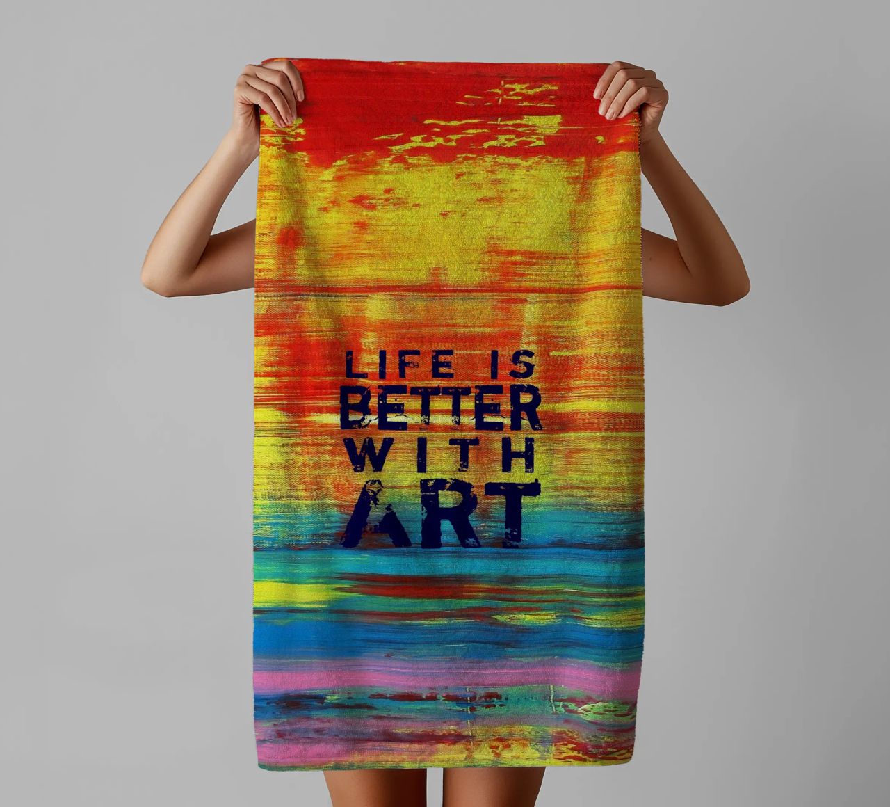 'Life is Better with Art' Farbenfrohe abstrakte Kunst asciugamano da bagno da Petra Lang