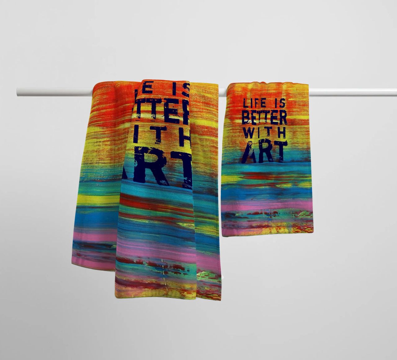 'Life is Better with Art' Farbenfrohe abstrakte Kunst asciugamano da bagno da Petra Lang
