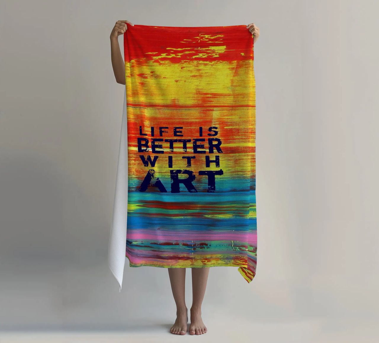 'Life is Better with Art' Farbenfrohe abstrakte Kunst telo mare da Petra Lang