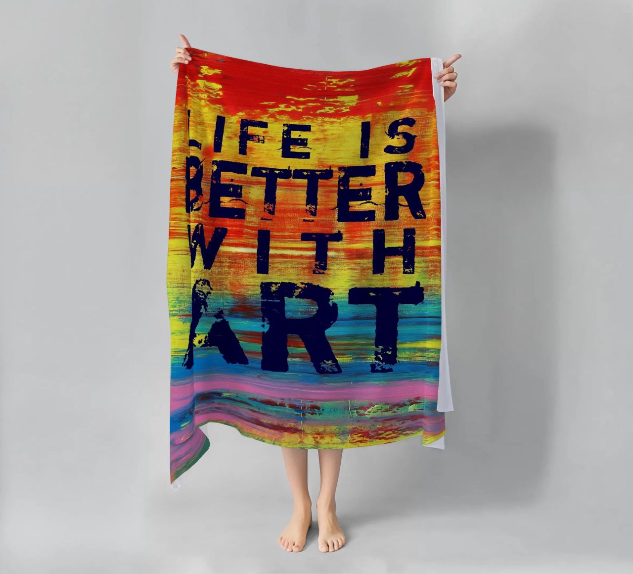 'Life is Better with Art' Farbenfrohe abstrakte Kunst telo mare da Petra Lang
