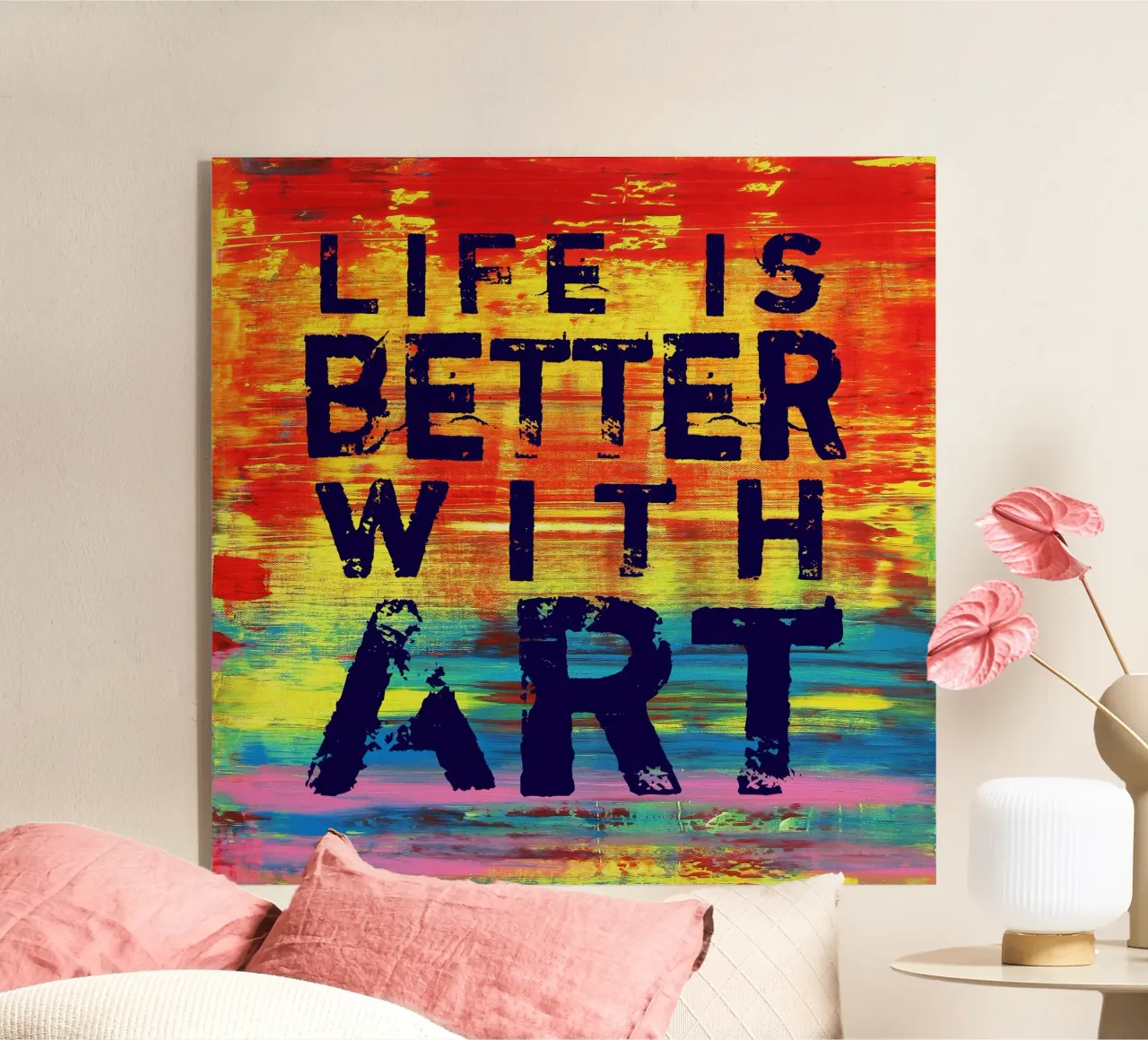 'Life is Better with Art' Farbenfrohe abstrakte Kunst metacrilato de Petra Lang