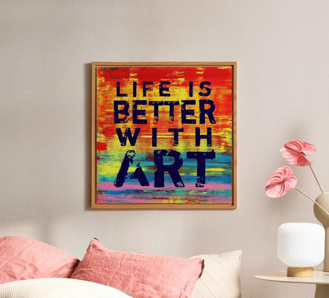 'Life is Better with Art' Farbenfrohe abstrakte Kunst alluminio dibond da Petra Lang