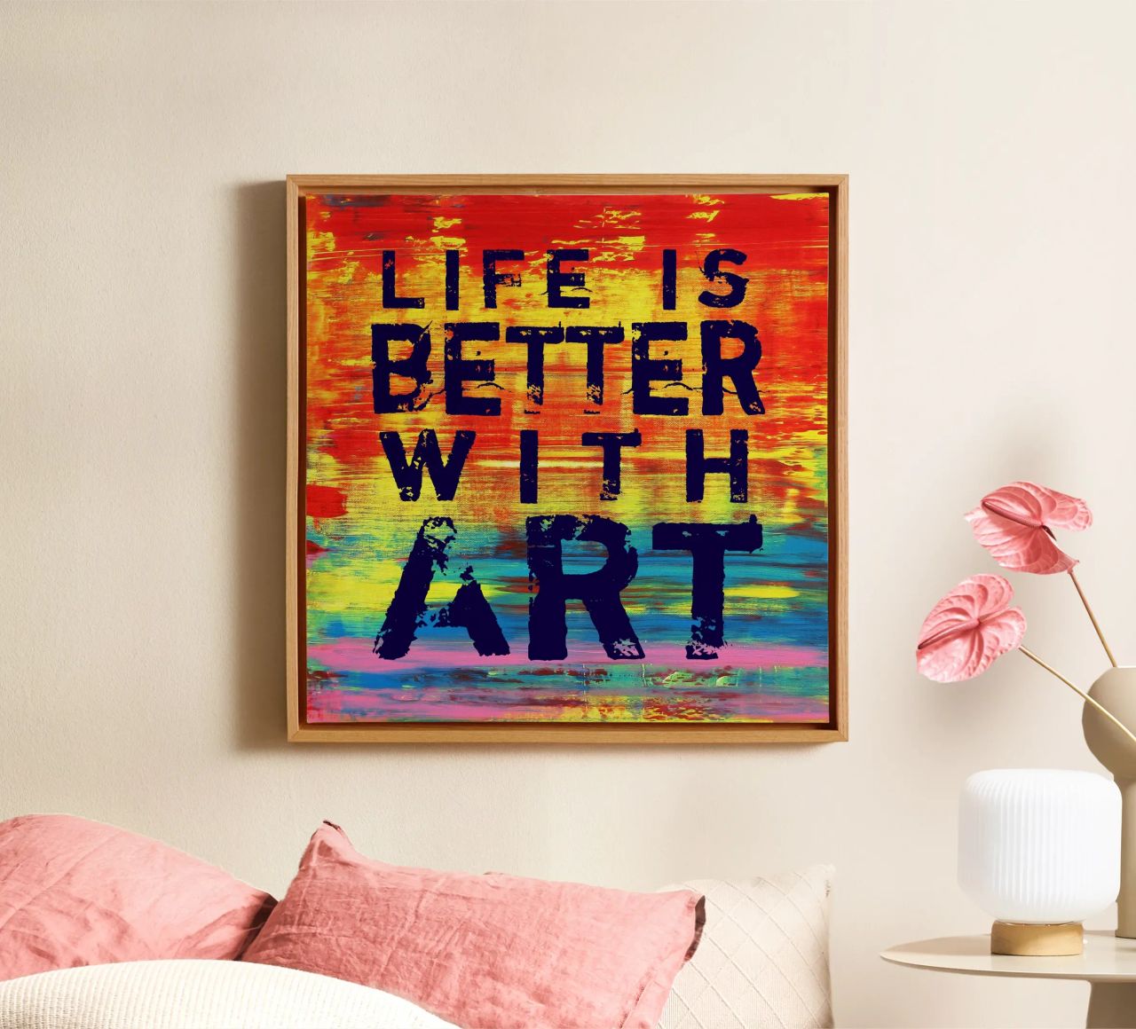'Life is Better with Art' Farbenfrohe abstrakte Kunst canvas by Petra Lang