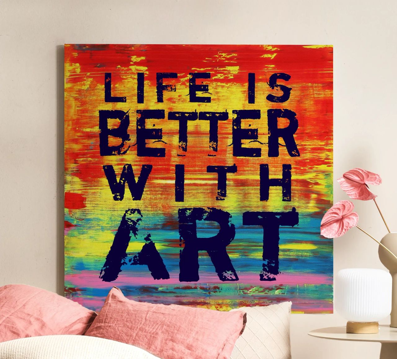 'Life is Better with Art' Farbenfrohe abstrakte Kunst canvas by Petra Lang