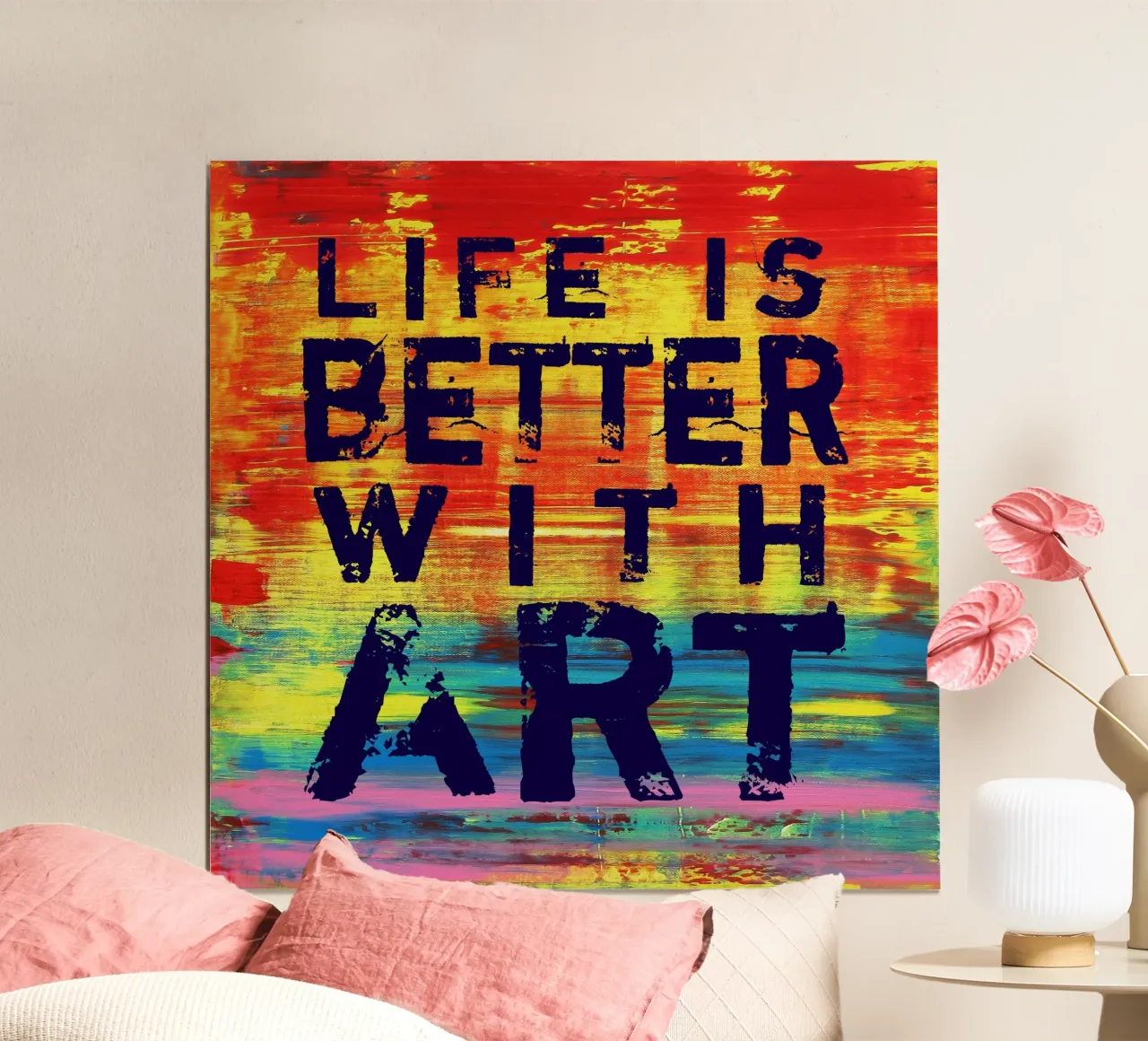 'Life is Better with Art' Farbenfrohe abstrakte Kunst carta hahnemühle da Petra Lang