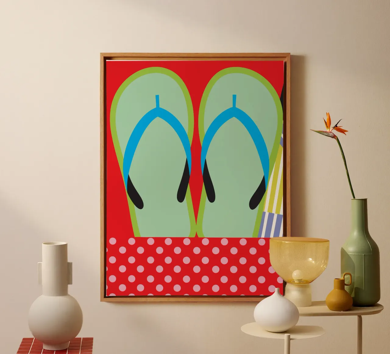 Flip Flops canvas with Floater frame by LOOK DIFFERENT