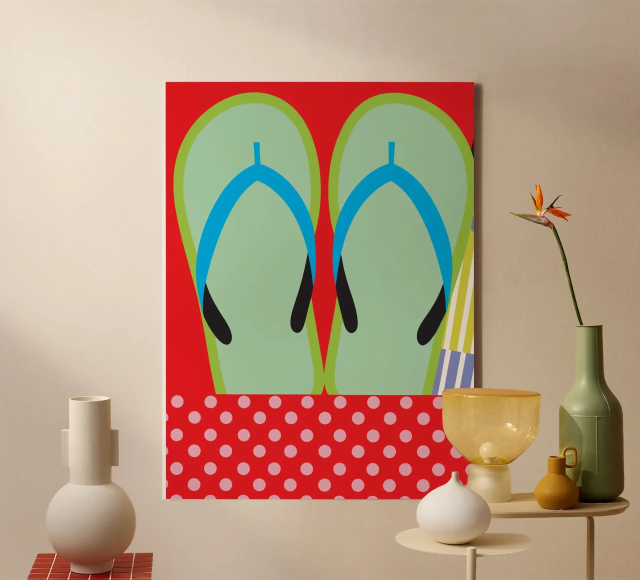 Flip Flops canvas with Floater frame by LOOK DIFFERENT