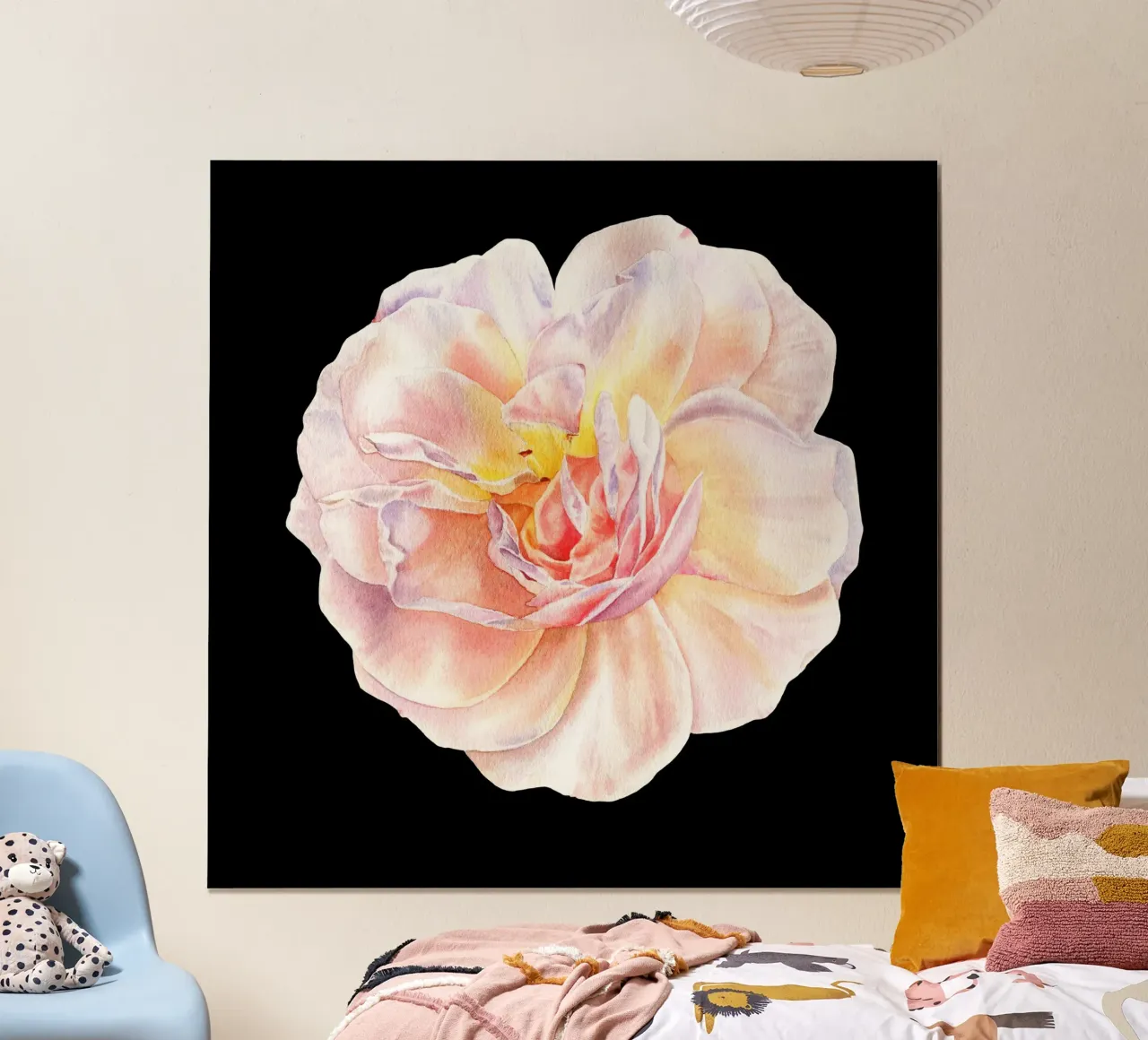 Rosa Albicocca Regina Elisabetta schwarz poster con telaio in alluminio da youdesignme