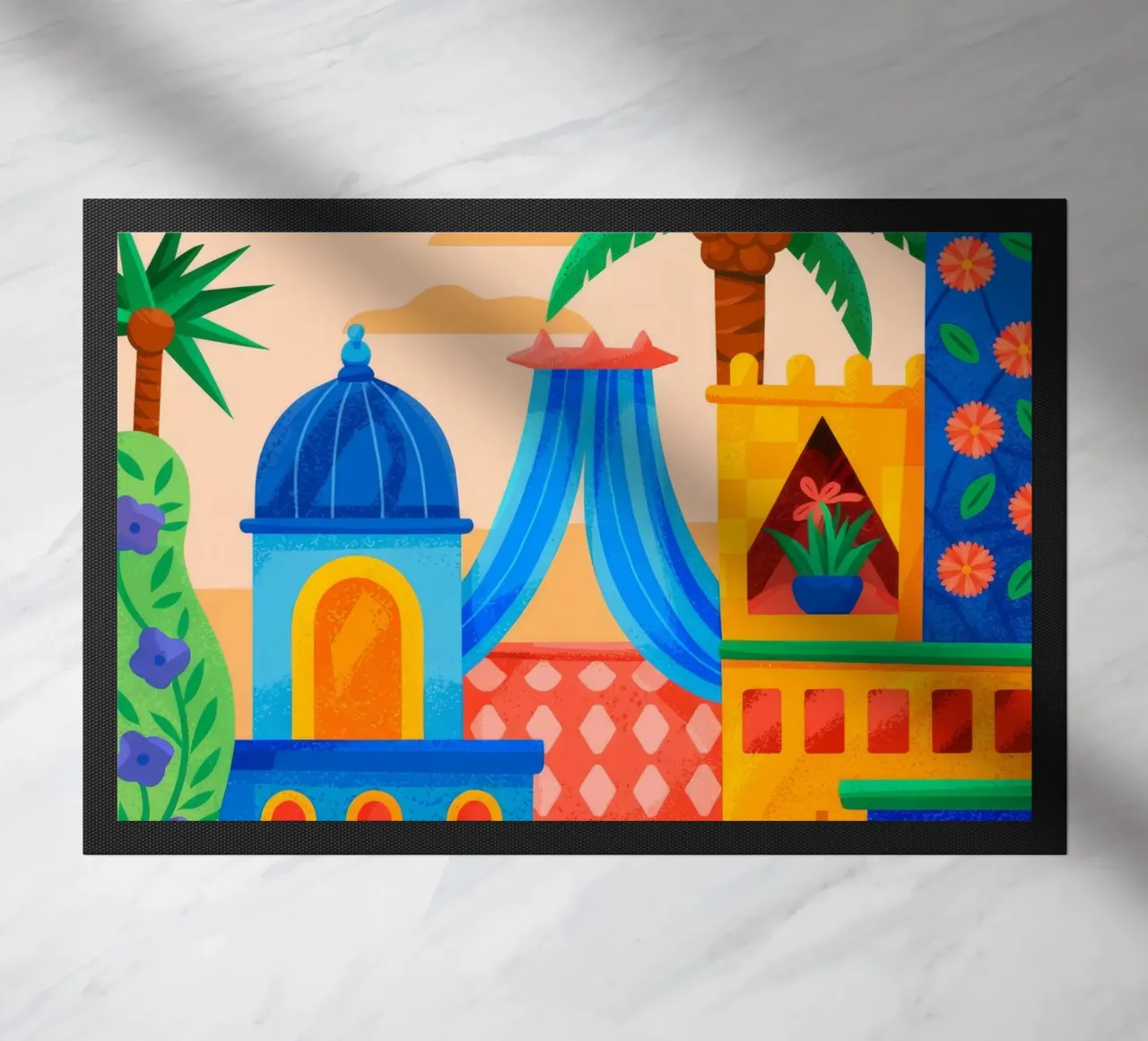 Sunset Oasis doormat by Murni Strokes