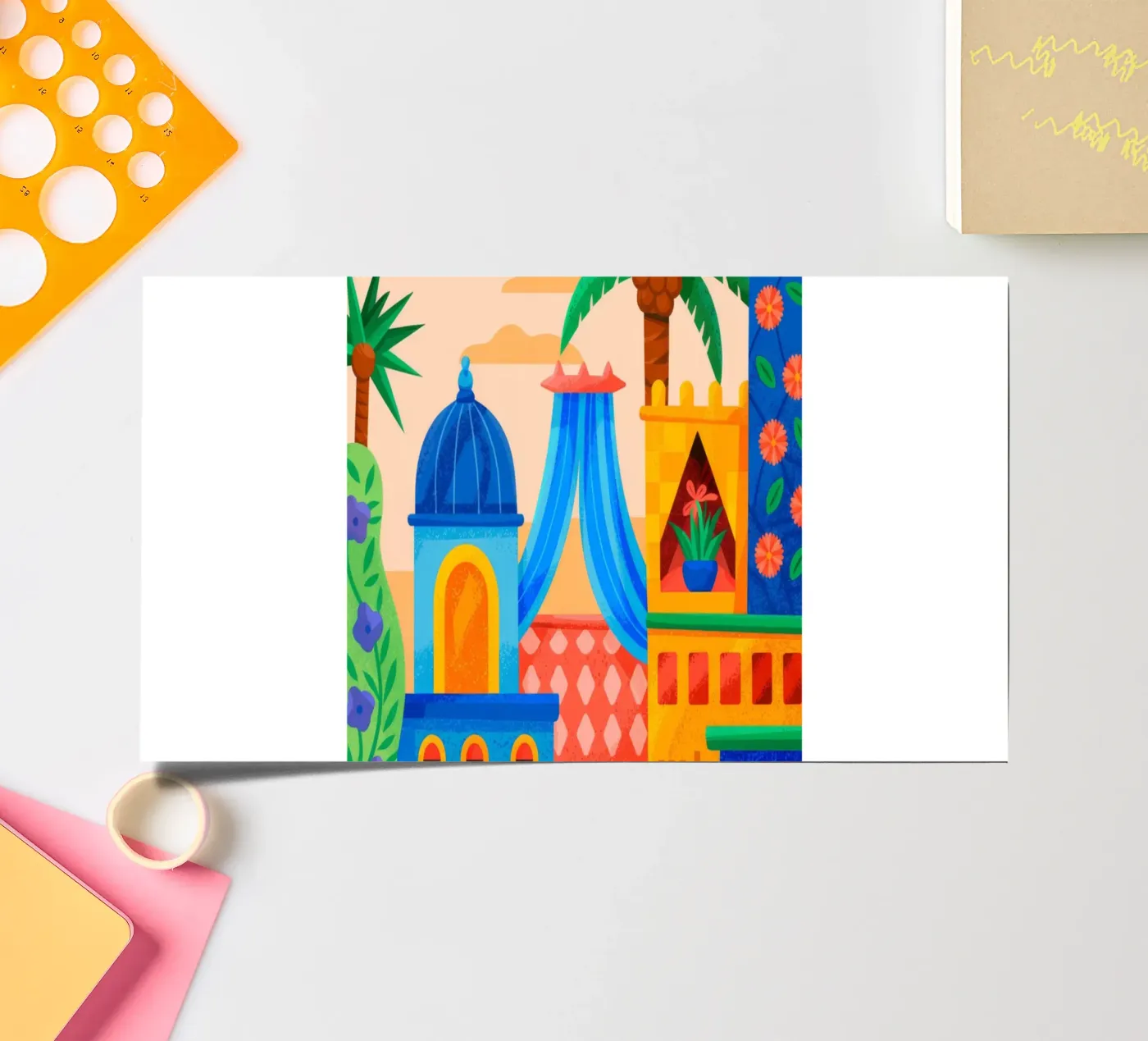 Sunset Oasis sticker sheet by Murni Strokes