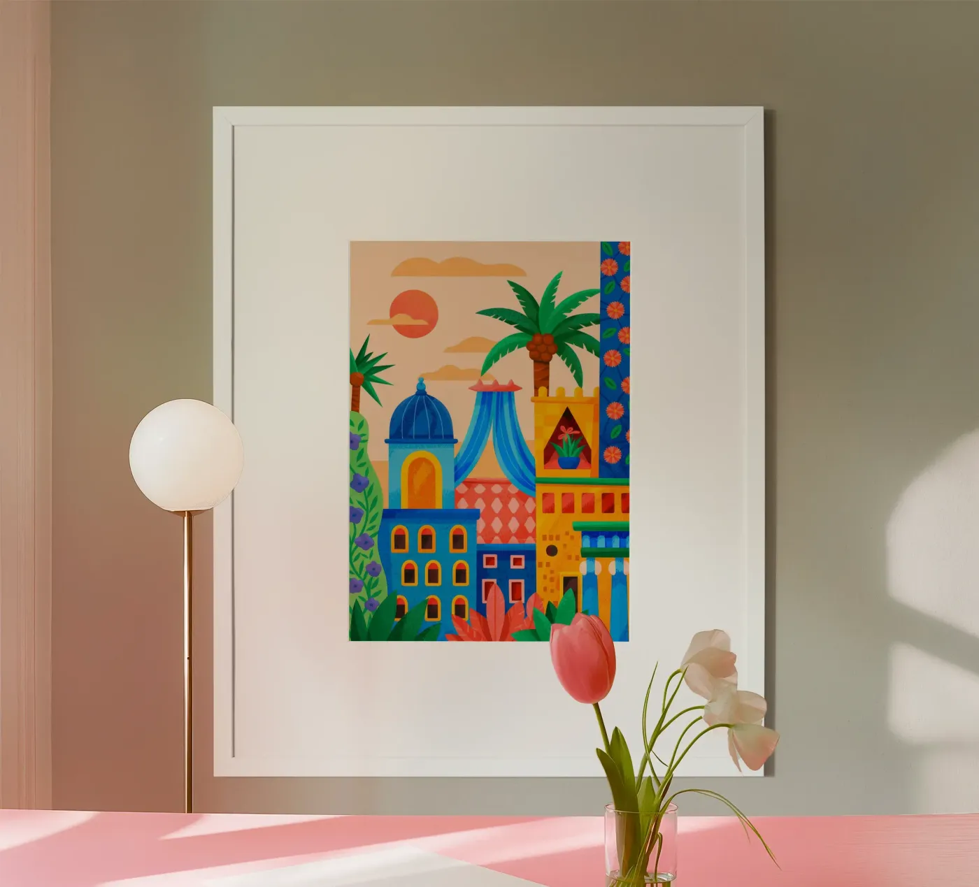 Sunset Oasis poster by Murni Strokes